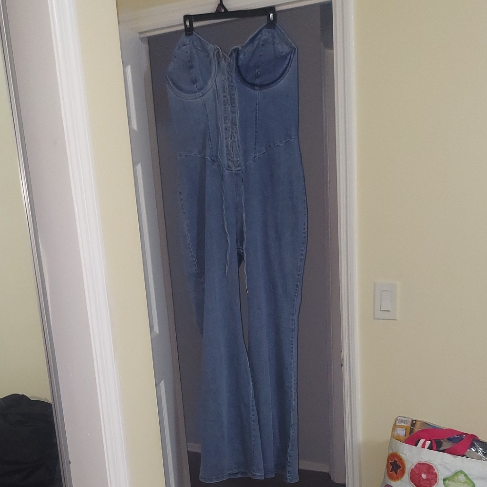 Women's Blue Denim Jeans Jumper Very Stretchy